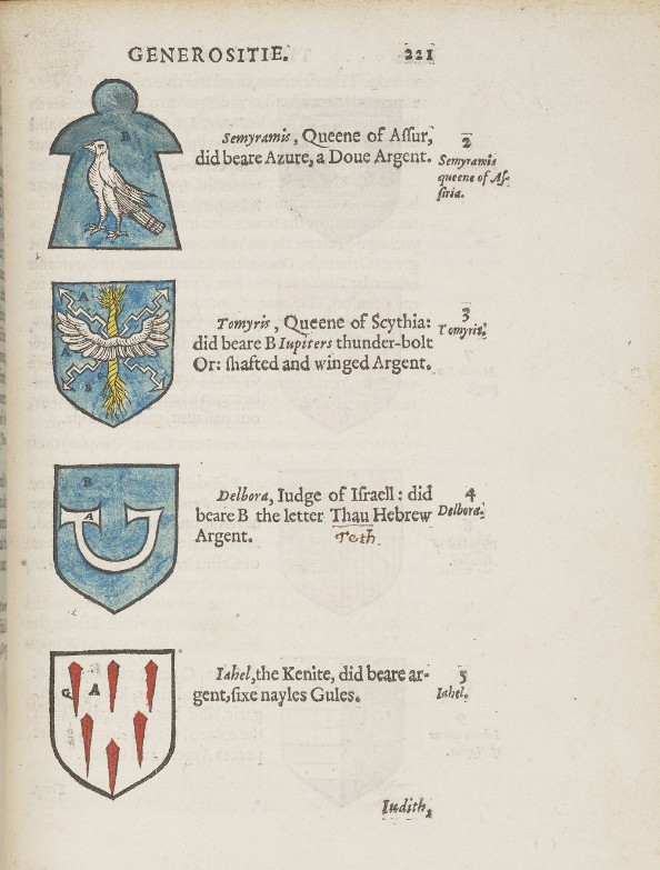 Three heraldic shields alongside text.