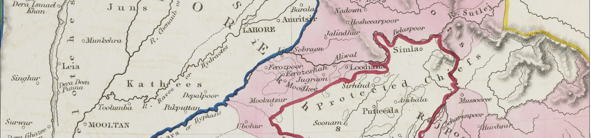Sketch map showing the political divisions of the Punjab after the treaties of 1846.