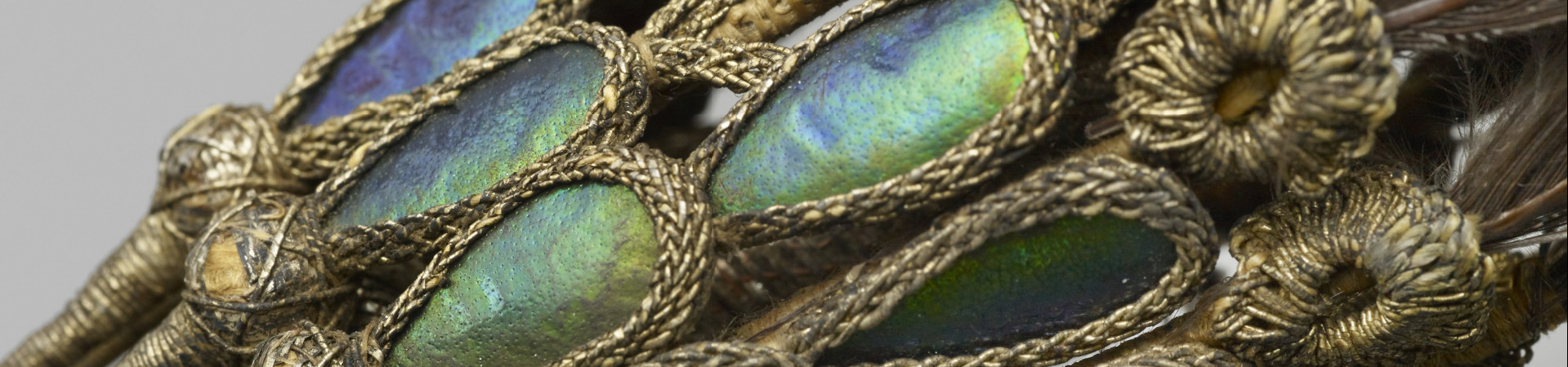 Heron feathers from a Sikh steel helmet.