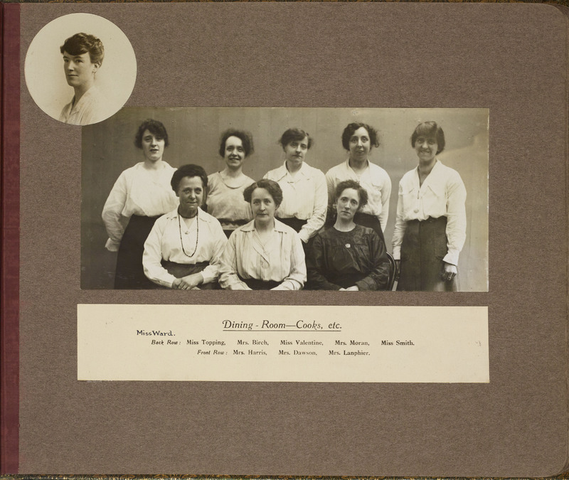 Photograph of the cooks and cleaners at the 'Manchester Guardian', taken from the Centenary Album.