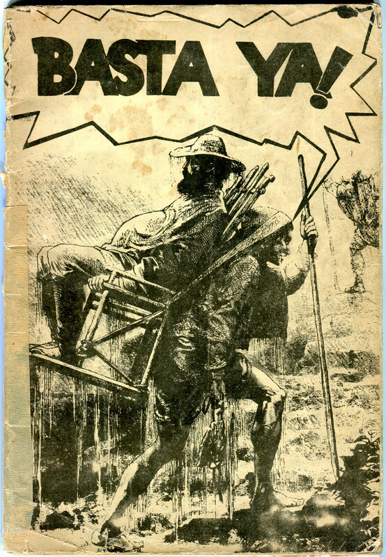 A nineteenth-century engraving shows a man with a portable chair strapped to his back in which sits a passenger, facing backwards. The porter is carrying his passenger up a steep ascent in very mountainous terrain; they are being soaked by pouring rain; the porter is barefoot and carries his sandals in one hand. A speech bubble shows the porter exclaiming “Basta ya!” (enough already!)