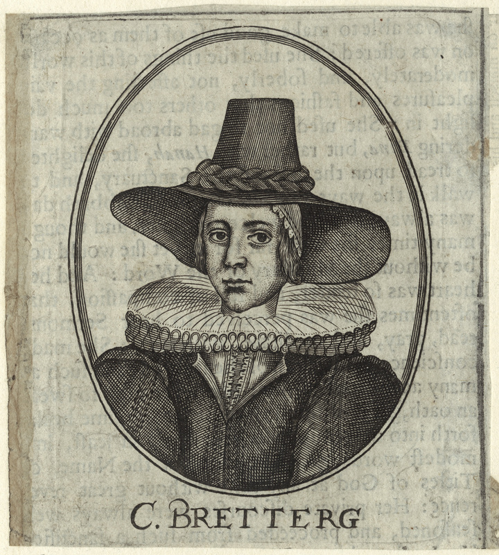 Line engraving of Katharine Brettergh, with C. Bretterg printed underneath the portrait. 