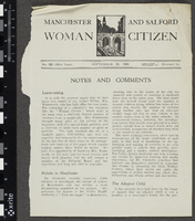 Catherine Chisholm’s research on rickets and education of mothers published in 'Manchester and Salford Woman Citizen'.