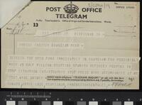 Post office telegram on the possibility of a new Manchester Guardian fund for Spanish refugees in southern France.
